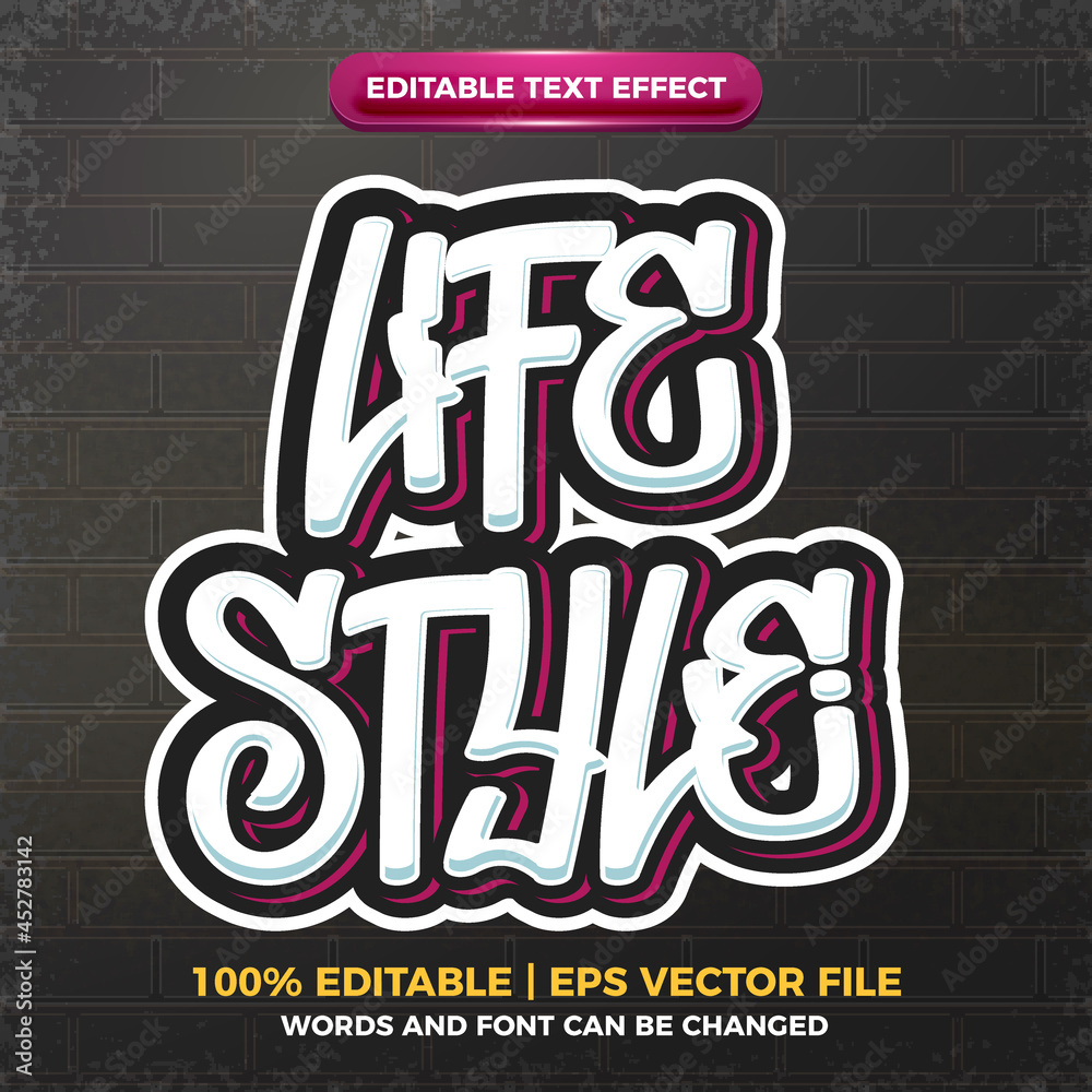 life style Graffiti art style logo editable text effect 3d