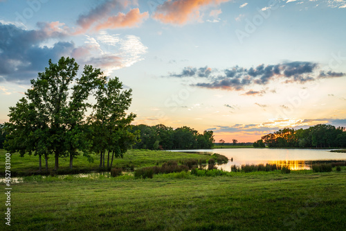Fototapeta Naklejka Na Ścianę i Meble -  East Texas Pond at Sunset