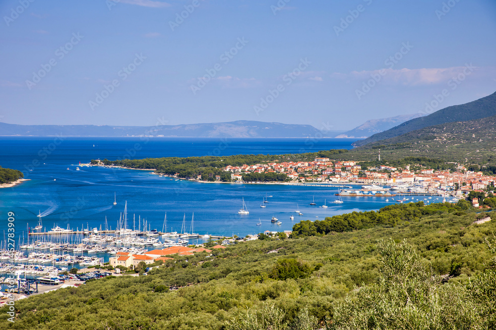 view to the town of cres and the marina