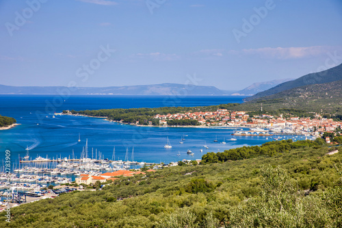 view to the town of cres and the marina photo