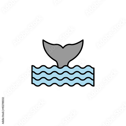 animal  sea  tail  whale line colored icon. Signs  symbols can be used for web  logo  mobile app  UI  UX