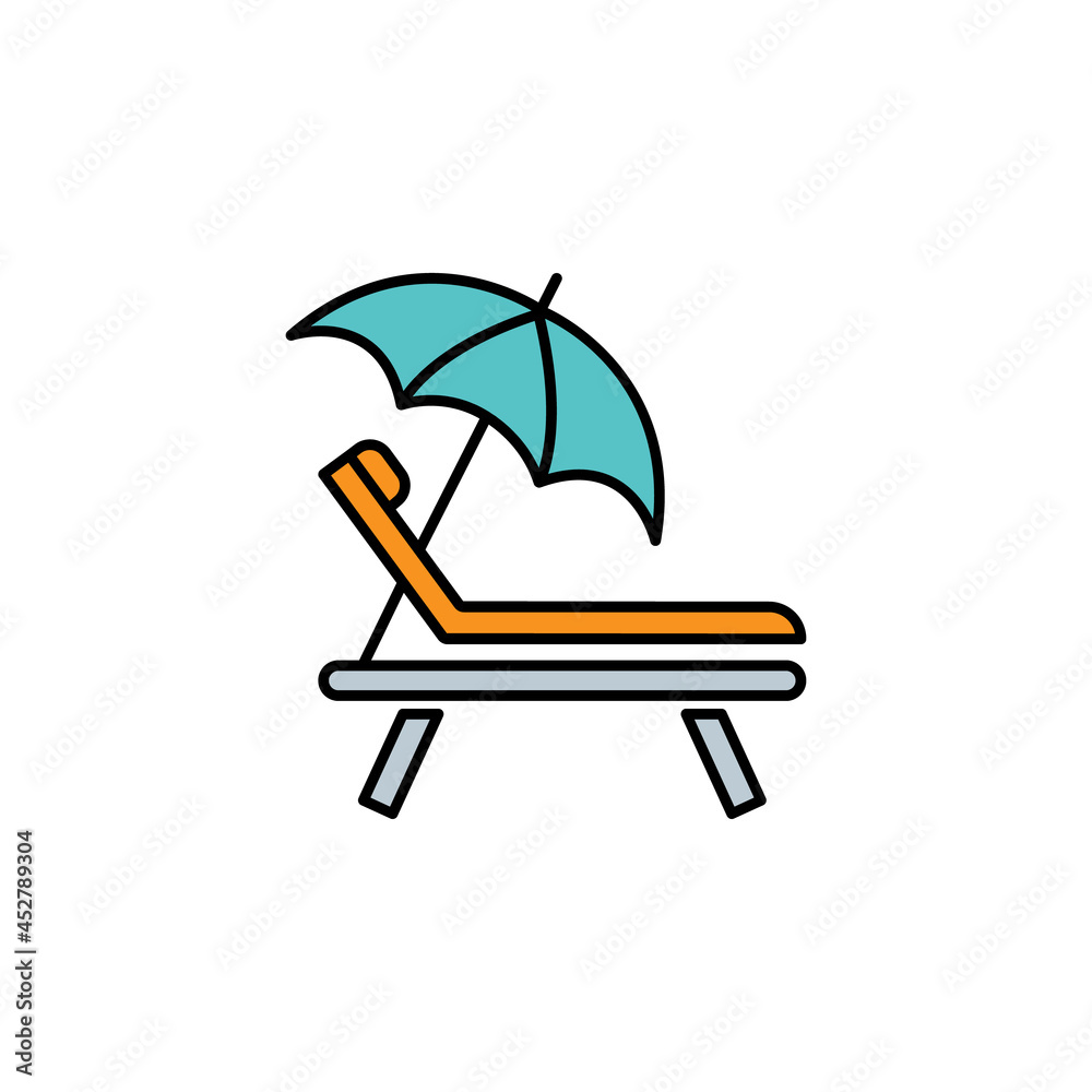 vacations, umbrella, sun, beach, summer line colored icon. Signs, symbols can be used for web, logo, mobile app, UI, UX vacations, umbrella, sun, beach, summer line colored icon. Signs, symbols can be used for web, logo, mobile app, UI, UX