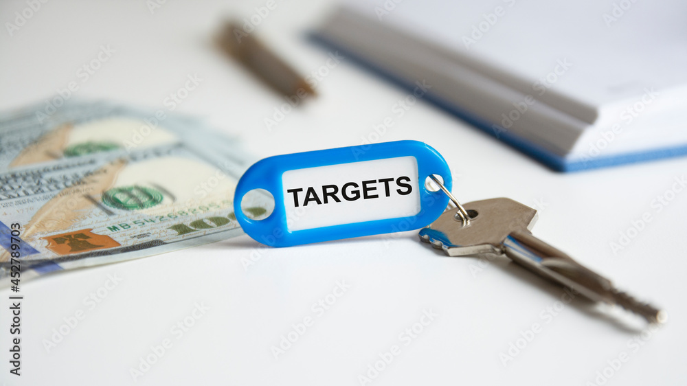 the word targets is written on the blue key fob the word targets is written on the blue key fob
