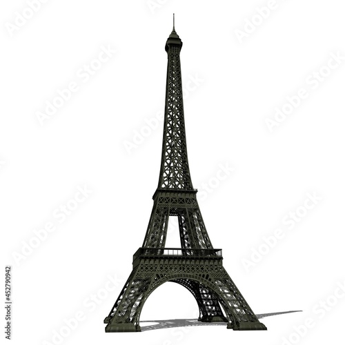 Eiffel Tower isolated on white background.