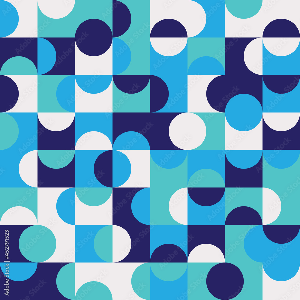 Geometric seamless pattern design with circles and squares Geometric seamless pattern design with circles and squares
