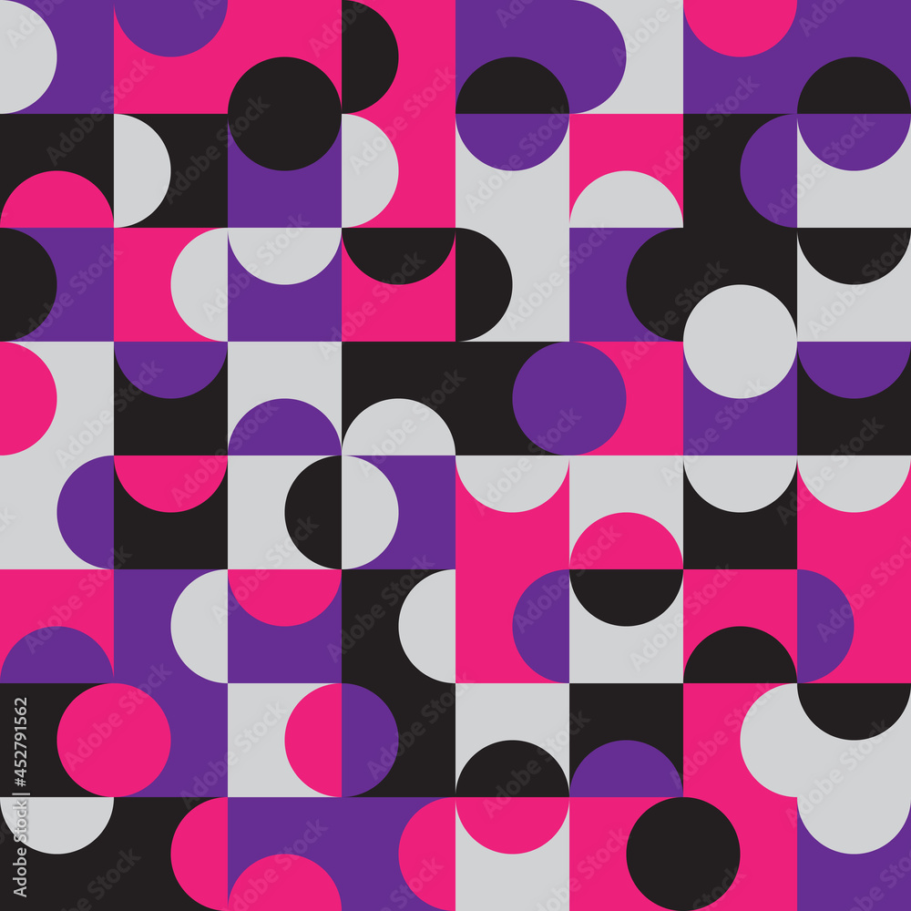 Geometric seamless pattern design with circles and squares Geometric seamless pattern design with circles and squares