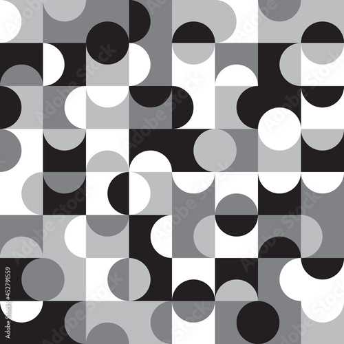 Geometric seamless pattern design with circles and squares