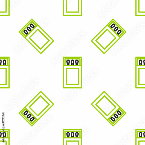 Line Open matchbox and matches icon isolated seamless pattern on white background. Vector