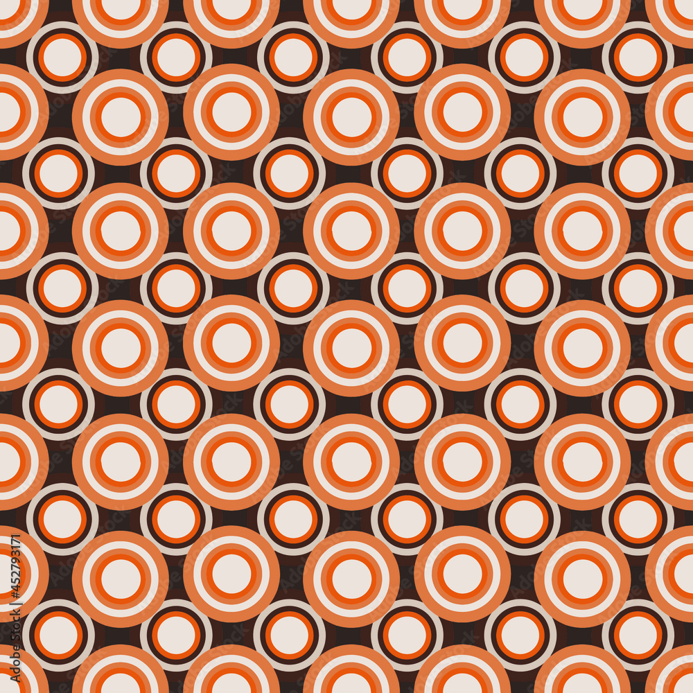 A pattern in the style of the 60s and 70s. Abstract geometry . seamless pattern with circles 