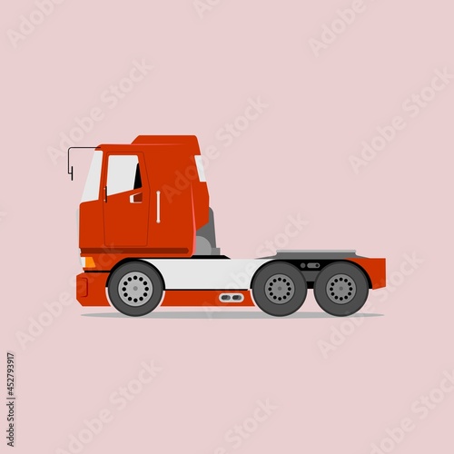 Red Container Truck Without trailer