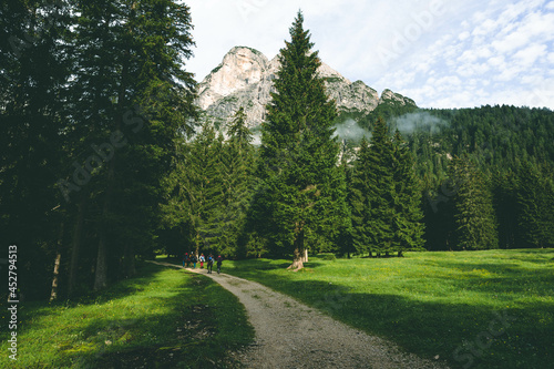 ago di Sorapiss is a lake in the mountain range Sorapiss in the Dolomites, province of Belluno, c. 12 km away from Cortina d'Ampezzo. The lake has an altitude of 1,925 metres above sea level.  photo