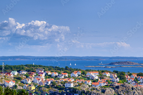 Beautiful view of downtown Stryrsö from Stora Rös in west coast of sweden