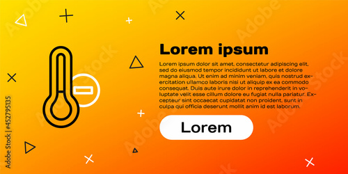 Fotografija Line Meteorology thermometer measuring icon isolated on yellow background