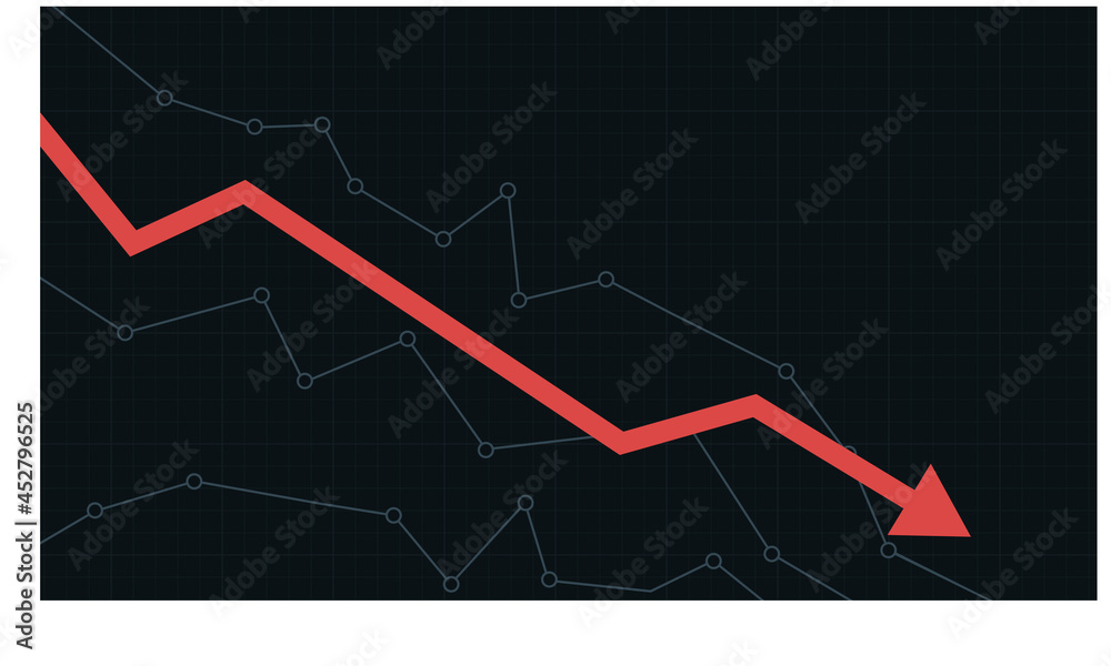 Stock market chart. Financial falling line graph Stock market chart. Financial falling line graph