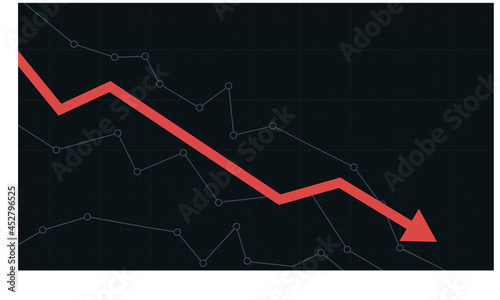 Stock market chart. Financial falling line graph