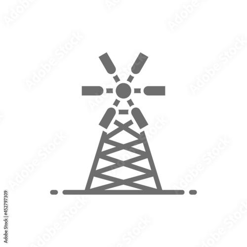 Mill, windmill, farming grey icon.