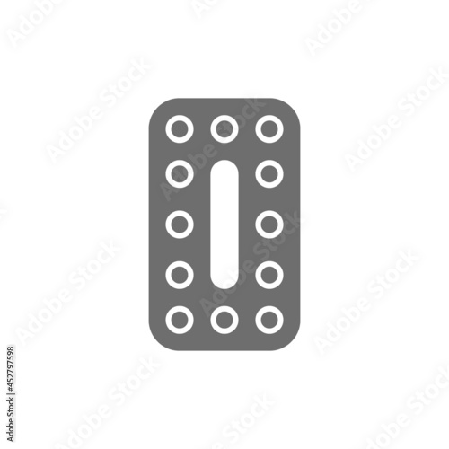 Oral contraceptives, hormonal pills, contraceptive tablets grey icon.