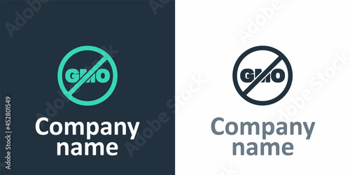 Logotype No GMO icon isolated Logotype background. Genetically modified organism acronym. Dna food modification. Logo design template element. Vector