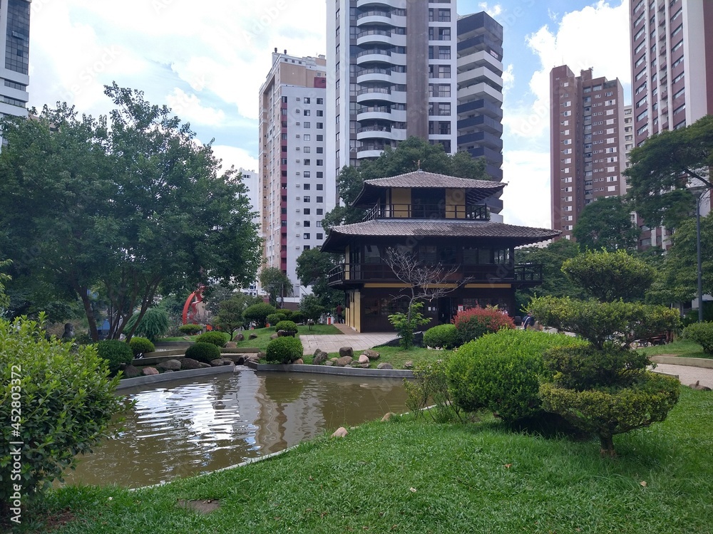 chinese pavilion in garden