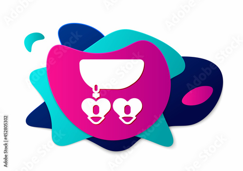 Color Necklace with heart shaped pendant icon isolated on white background. Jewellery decoration. International Happy Women Day. Abstract banner with liquid shapes. Vector