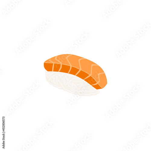 Nigiri sushi vector illustration on white background isolated, crude salmon and rice, japanese food, removable background, transparent background