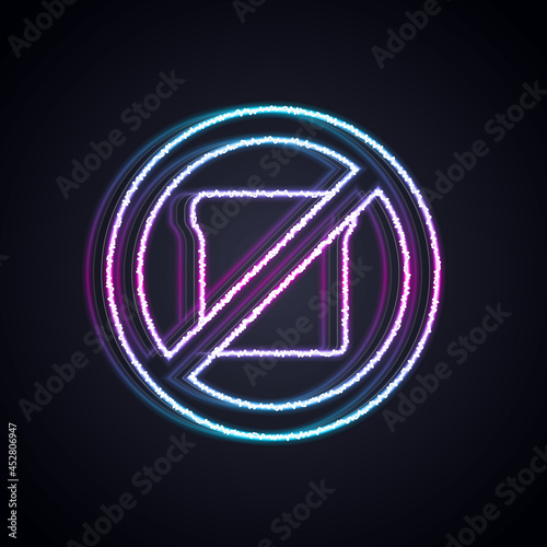 Glowing neon line Gluten free grain icon isolated Glowing neon line background. No wheat sign. Food intolerance symbols. Vector