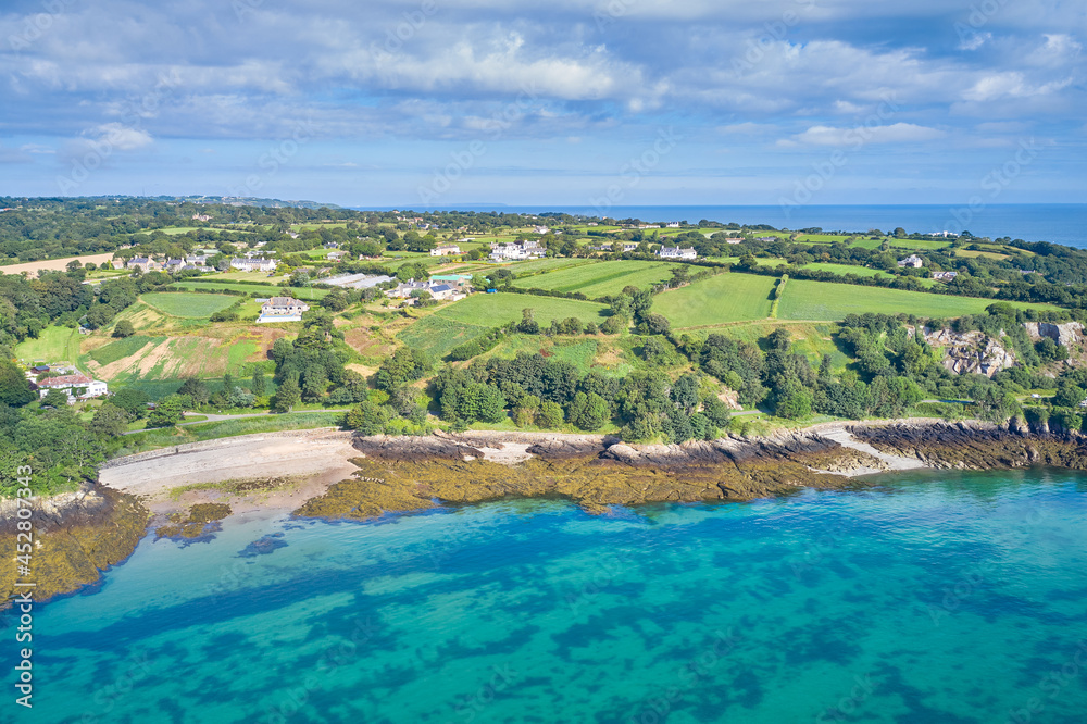 Aerial drone image of Belval Cove at St Catherines Bay, Jersey CI