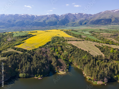 Aerial view of Dushantsi Reservoir, Bulgaria