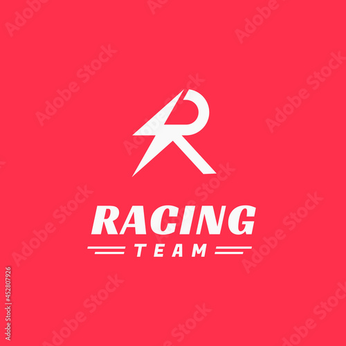 Monogram Initial Letter R with Lightning symbol logo design, for Racing Team logo design inspiration