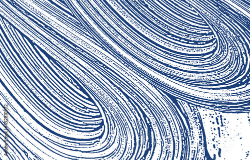 Grunge texture. Distress indigo rough trace. Ecsta