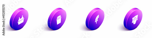 Set Isometric Basin with shirt, Trash can, Rubber cleaner for windows and Cleaning service icon. Vector