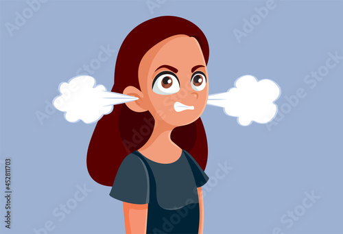 Angry Teen Girl Vector Cartoon Illustration