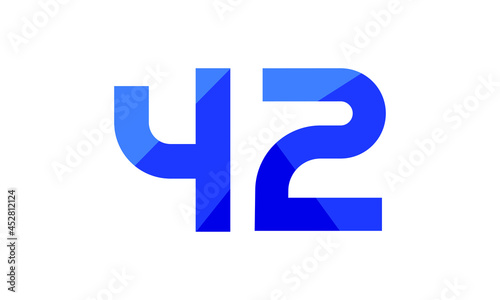Free Download 42 Number Modern Flat Blue Logo - GFXLoad
