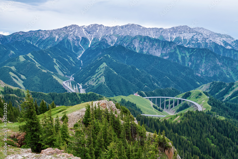 Guozigou bridge in the mountains, Xinjiang autonomous regions, China.