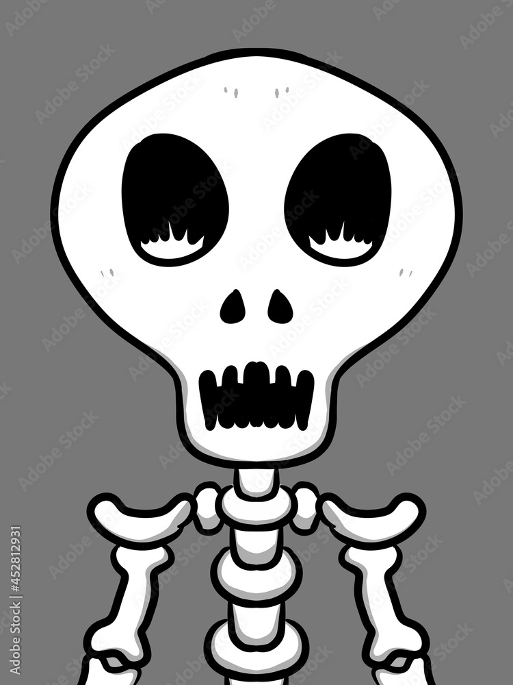 cute skull cartoon on gray background cute skull cartoon on gray background
