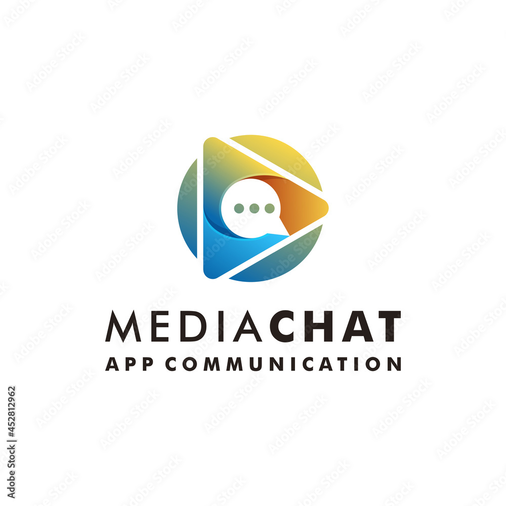 media chat logo design play message icon vector media chat logo design play message icon vector