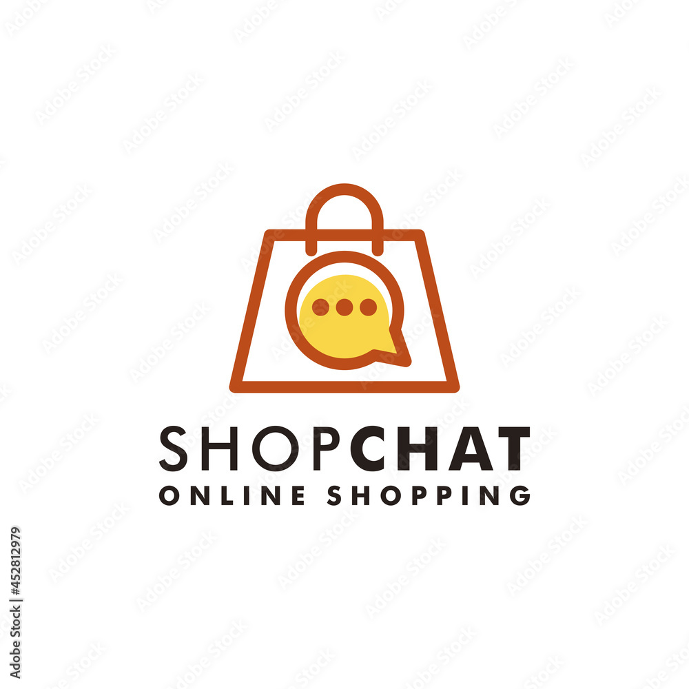 Fototapeta premium Shopping bag chat logo design shop icon vector