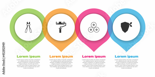 Set Bolt cutter, Paint roller brush, spray can and Vandal. Business infographic template. Vector