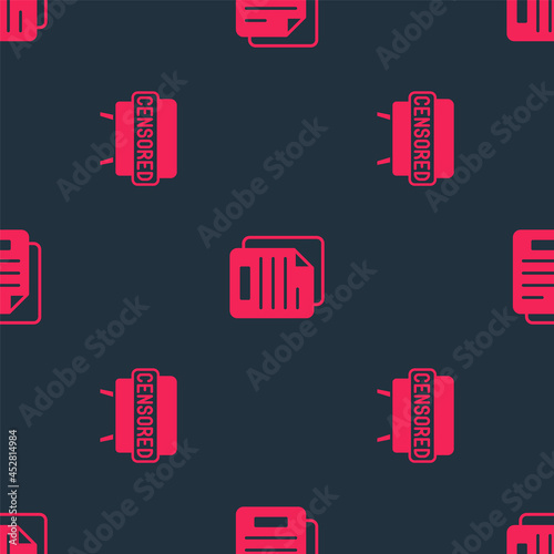 Set Censored stamp and Document on seamless pattern. Vector