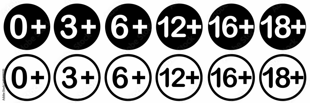 Warning signs of age. Information icon vector. Illustration for game design. Vector illustration. Stock image. Warning signs of age. Information icon vector. Illustration for game design. Vector illustration. Stock image.