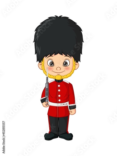 Fototapete Cartoon little boy wearing british army soldiers costume