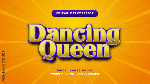 Foto Dancing queen editable text effect in modern 3d style