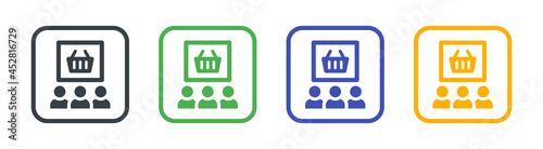 Consumer, clients with basket icon vector illustration