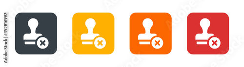 Stamp icon with cross symbol of refuse, rejected.