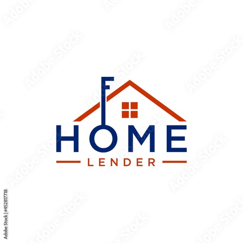 home lender rent logo.key and roof house vector for real estate