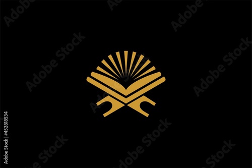 Quran logo design vector. Text of Islam illustration symbol. Arabic ornament vector icon.