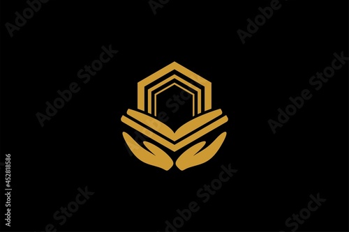 Quran logo design vector. Text of Islam illustration symbol. Arabic ornament vector icon.