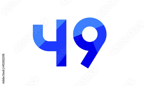 49 Number Modern Flat Blue Logo