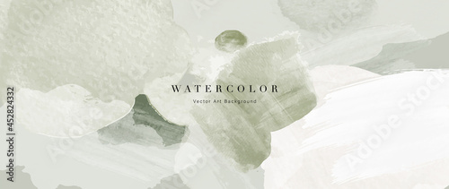 Watercolor abstract art background vector. Wallpaper design with paint brush beige watercolor. Illustration for prints, wall art, cover and invitation cards.