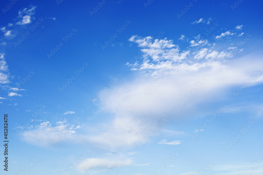 Beautiful bright blue sky with white clouds, nature background concept.